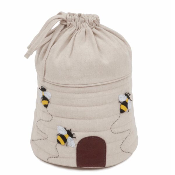 Beehive Project Bag - Embroidered Appliqué Bee Design