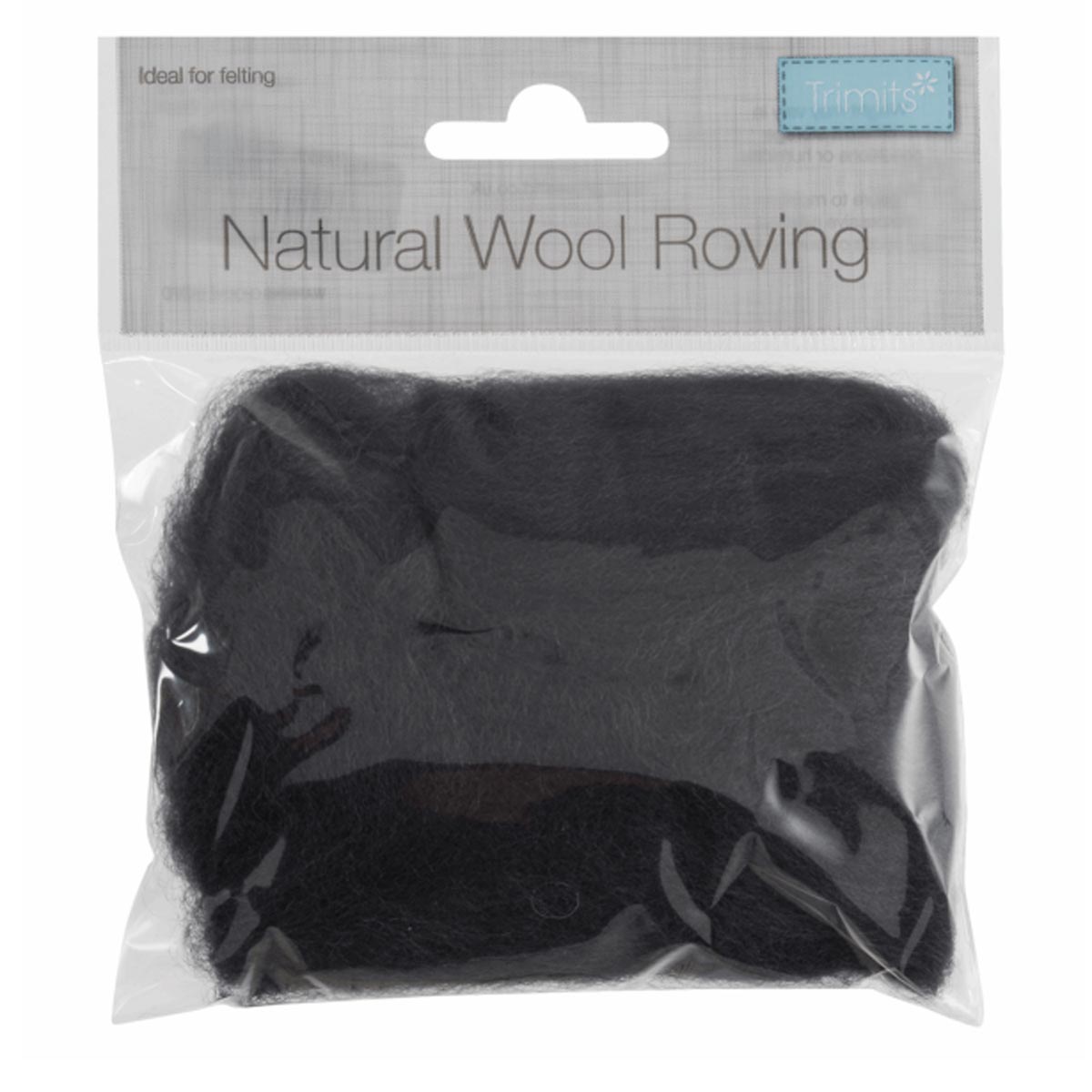 Natural Wool Roving: 10g: Graphite Natural Wool Roving: 10g: Graphite