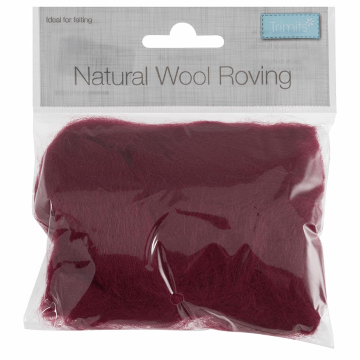Natural Wool Roving: 10g: Wine Natural Wool Roving: 10g: Wine