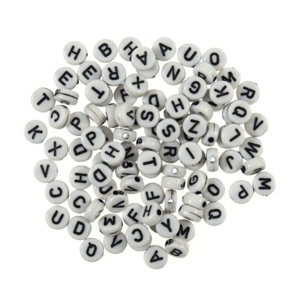 alphabet beads - black and white