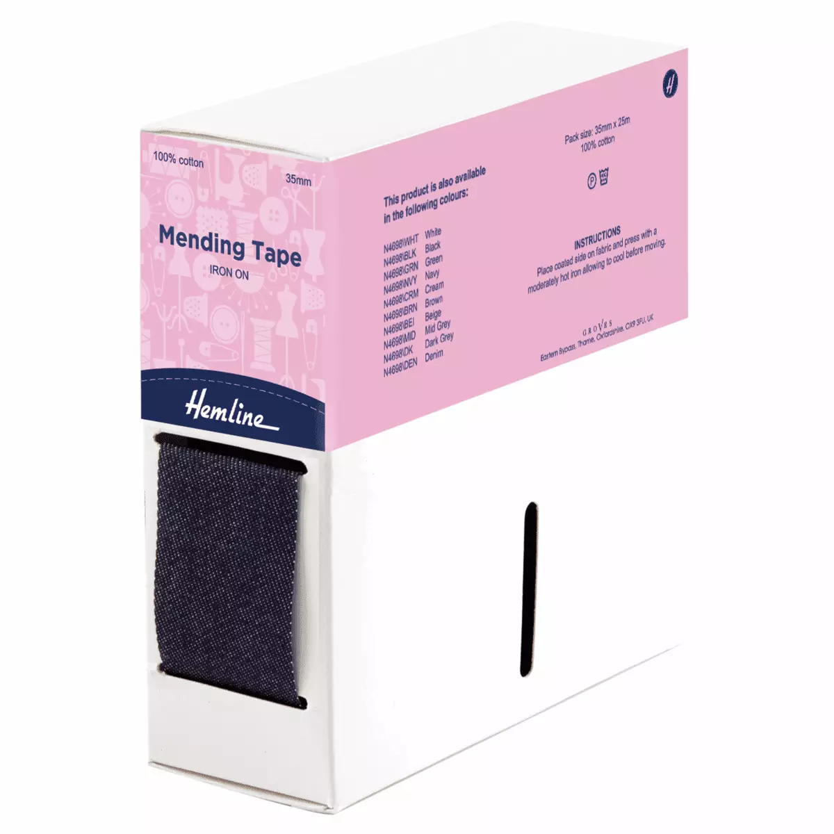 Fabric Mending Tape (Iron-on)- per 1m - Various Colours