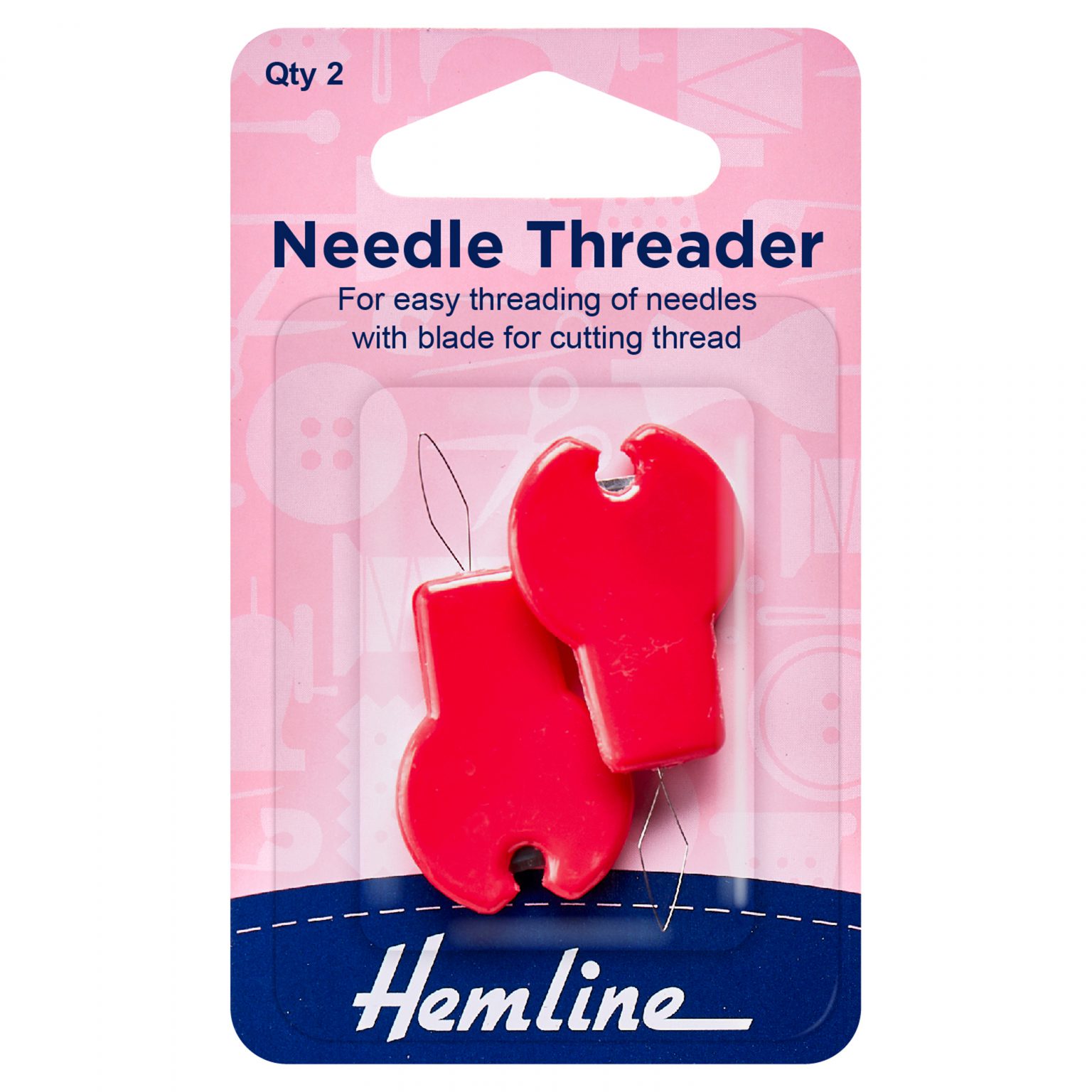 Needle Threader Basic Threader with Cutter (2 Pack) Duttons for Buttons