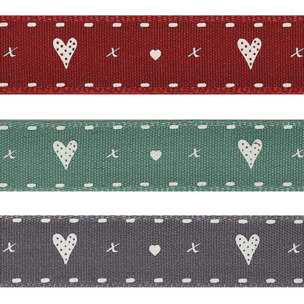 Ribbons - Rustic Heart- 15mm