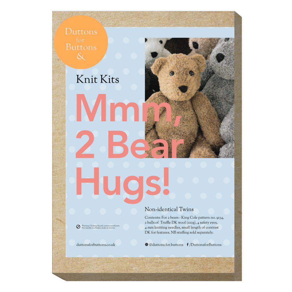 Knit Kits Teddy Bear Mmm 2 Bear Hugs in One Duttons for Buttons