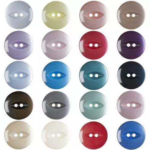 Buttons - Two Hole Fish-Eye - Various Colours and Sizes