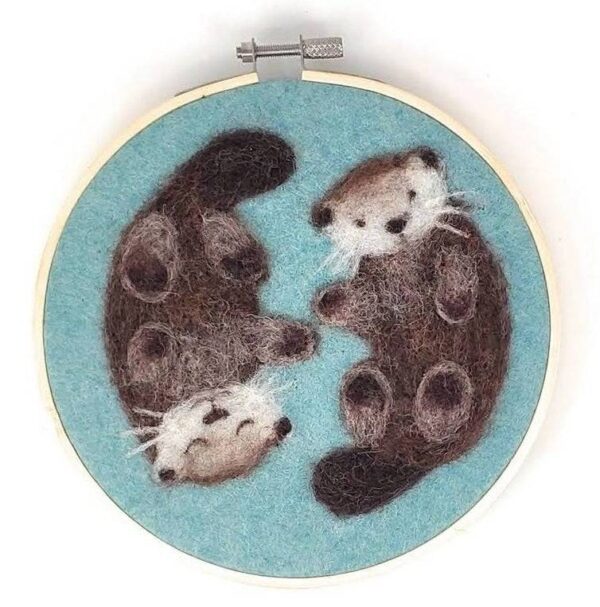 Otters in a Hoop - Needle Felting Kit - Crafty Kit Company