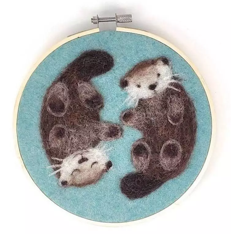 Otters in a Hoop - Needle Felting Kit - Crafty Kit Company
