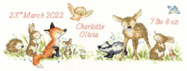 Woodland Welcome - Birth Sampler - Cross Stitch Kit - Bothy Threads