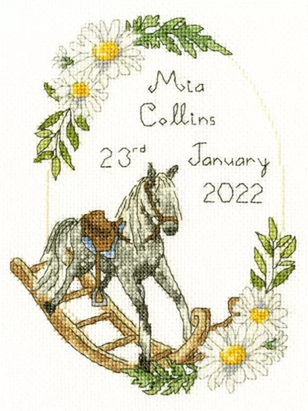 Victorian Rocking Horse - Birth Sampler - Cross Stitch Kit - Bothy Threads