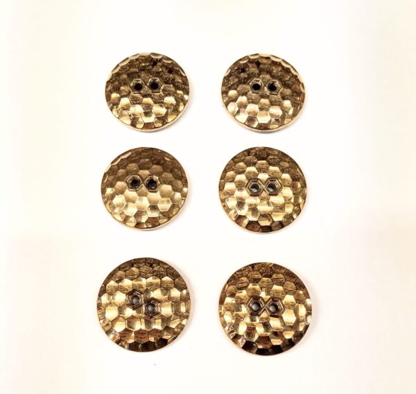 Vintage Glass Buttons - Hexagons - 2 Hole - Metallic Gold or Silver - 27mm, 22mm &17mm - Image 3