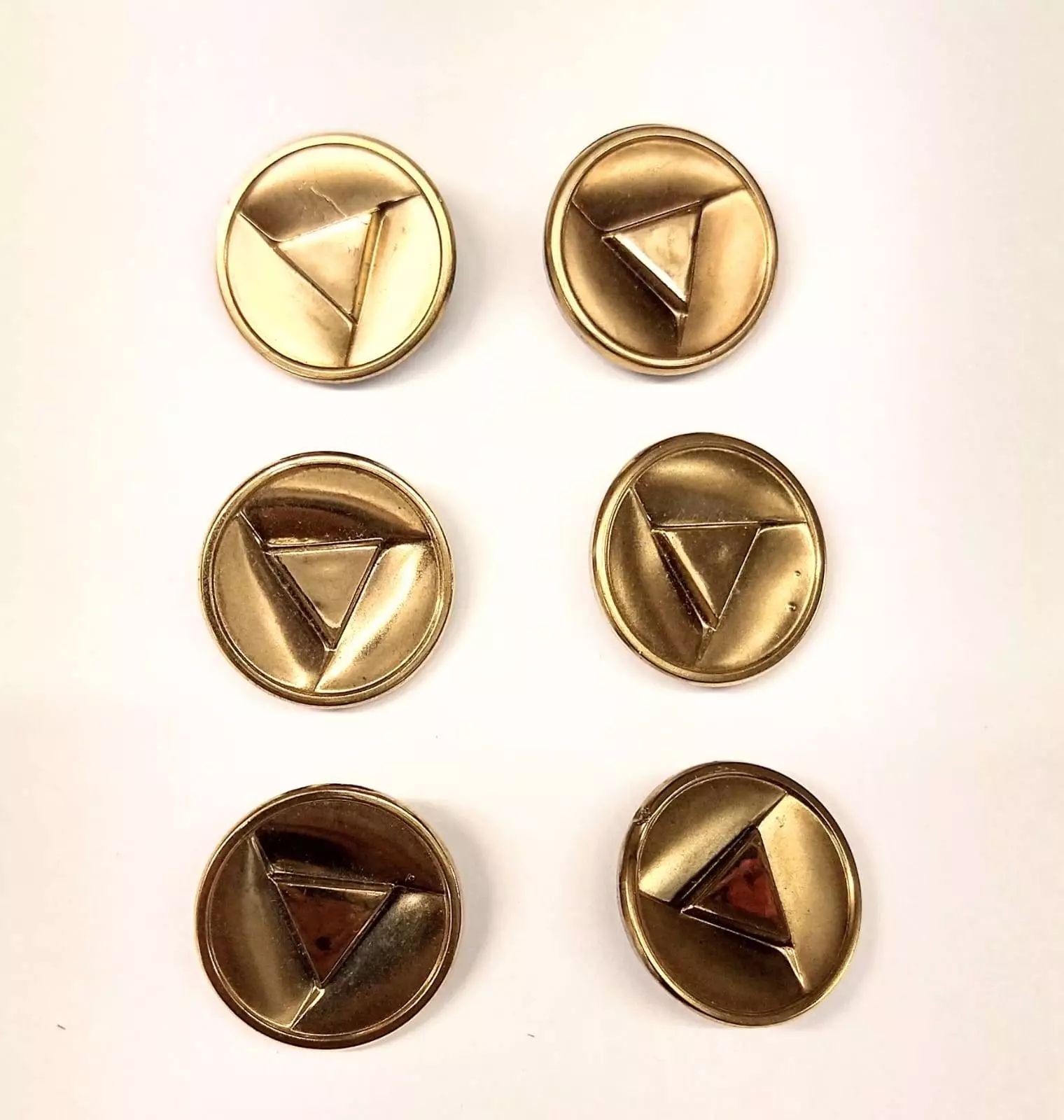 Vintage Glass Buttons - Deco Triangle - Pewter or Matt Gold - 22mm & 18mm