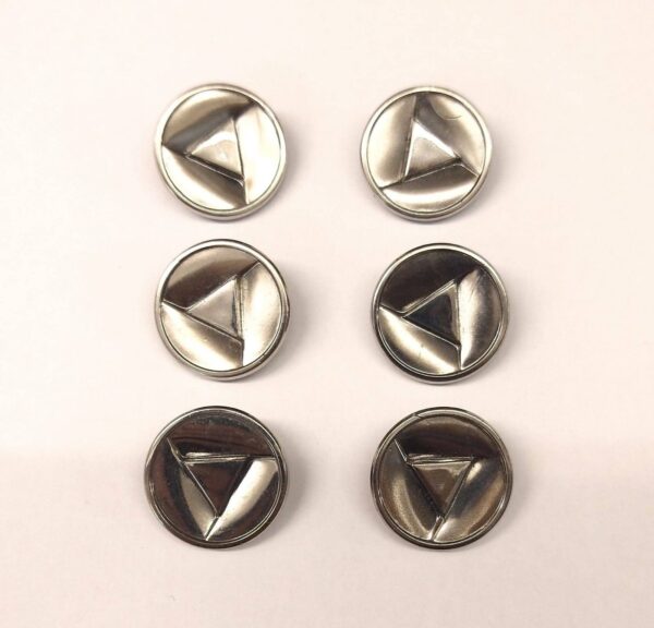 Vintage Glass Buttons - Deco Triangle - Pewter or Matt Gold - 22mm & 18mm - Image 3