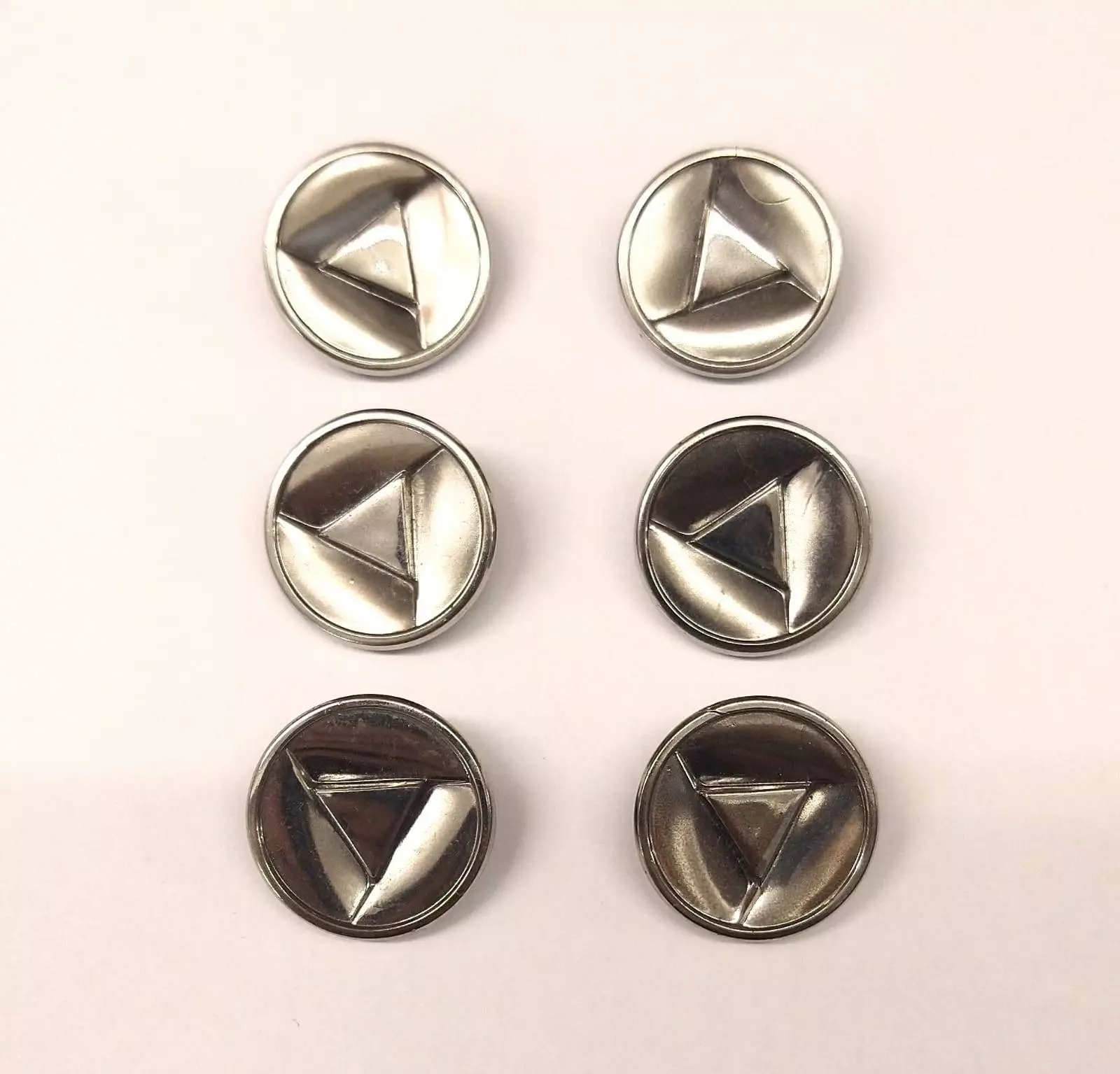 Vintage Glass Buttons - Deco Triangle - Pewter or Matt Gold - 22mm & 18mm - Image 3
