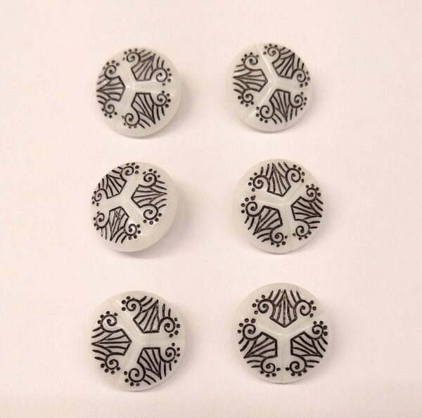 Vintage Glass Buttons - Deco Lines - Various Colours - 18mm - Set of Six - Image 4