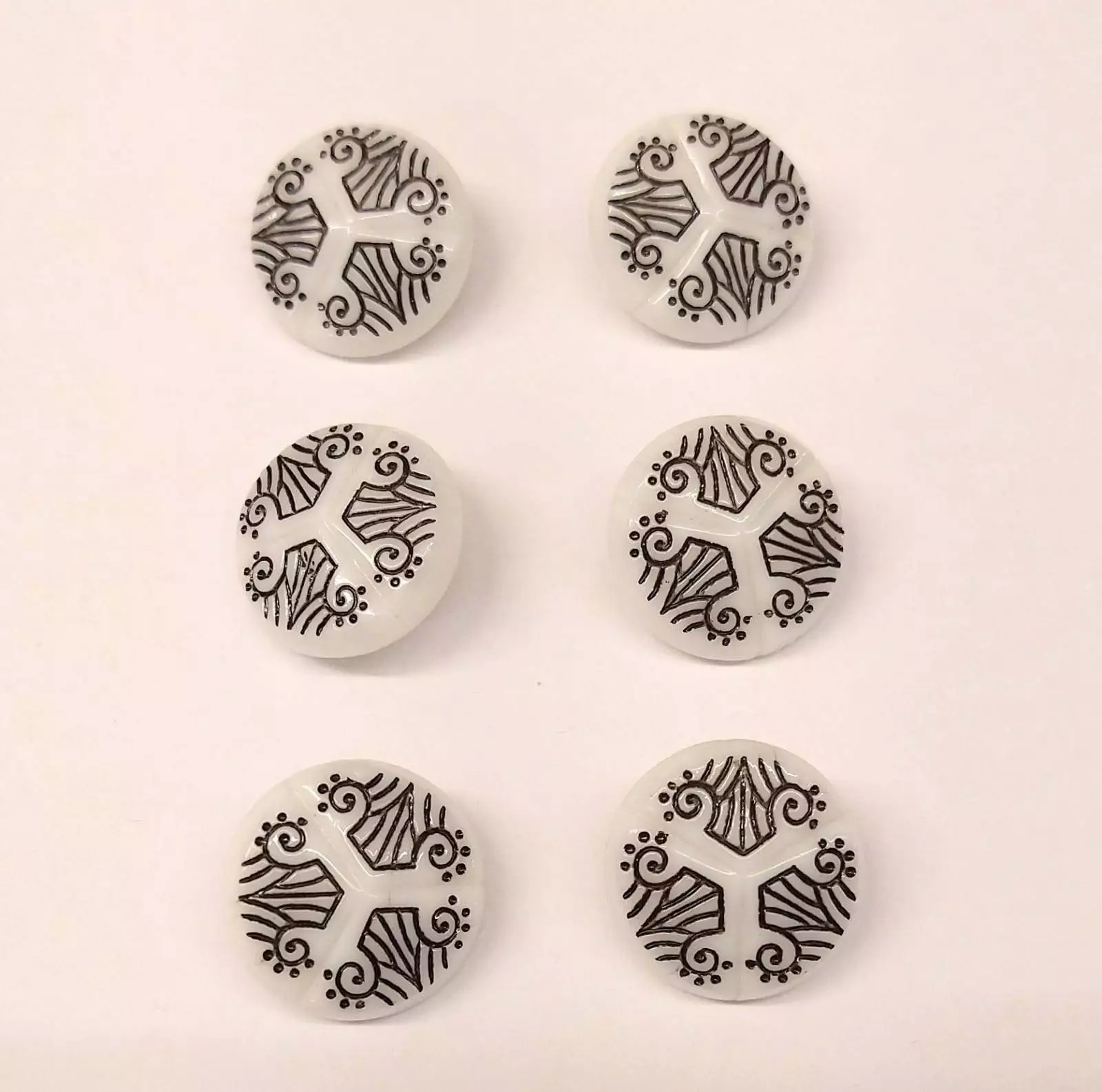 Vintage Glass Buttons - Deco Lines - Various Colours - 18mm - Set of Six - Image 4