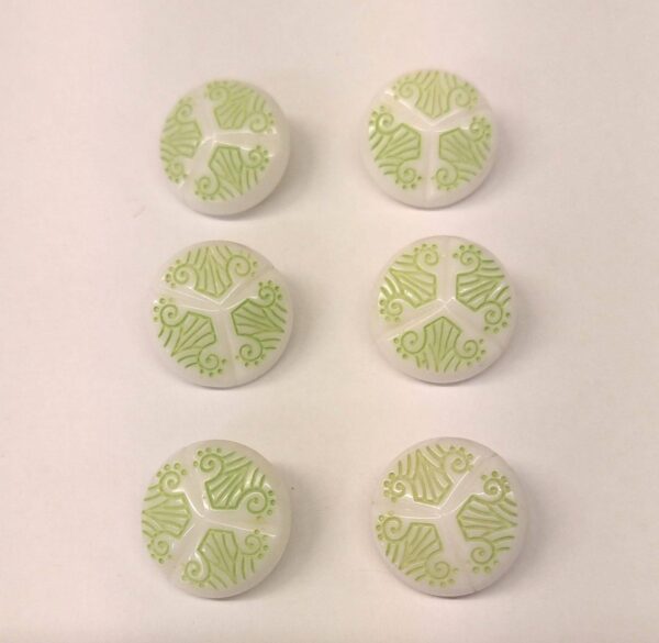 Vintage Glass Buttons - Deco Lines - Various Colours - 18mm - Set of Six