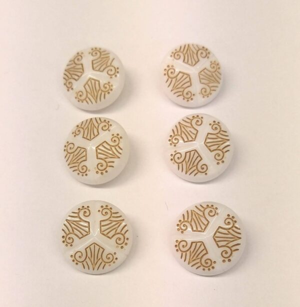 Vintage Glass Buttons - Deco Lines - Various Colours - 18mm - Set of Six - Image 3