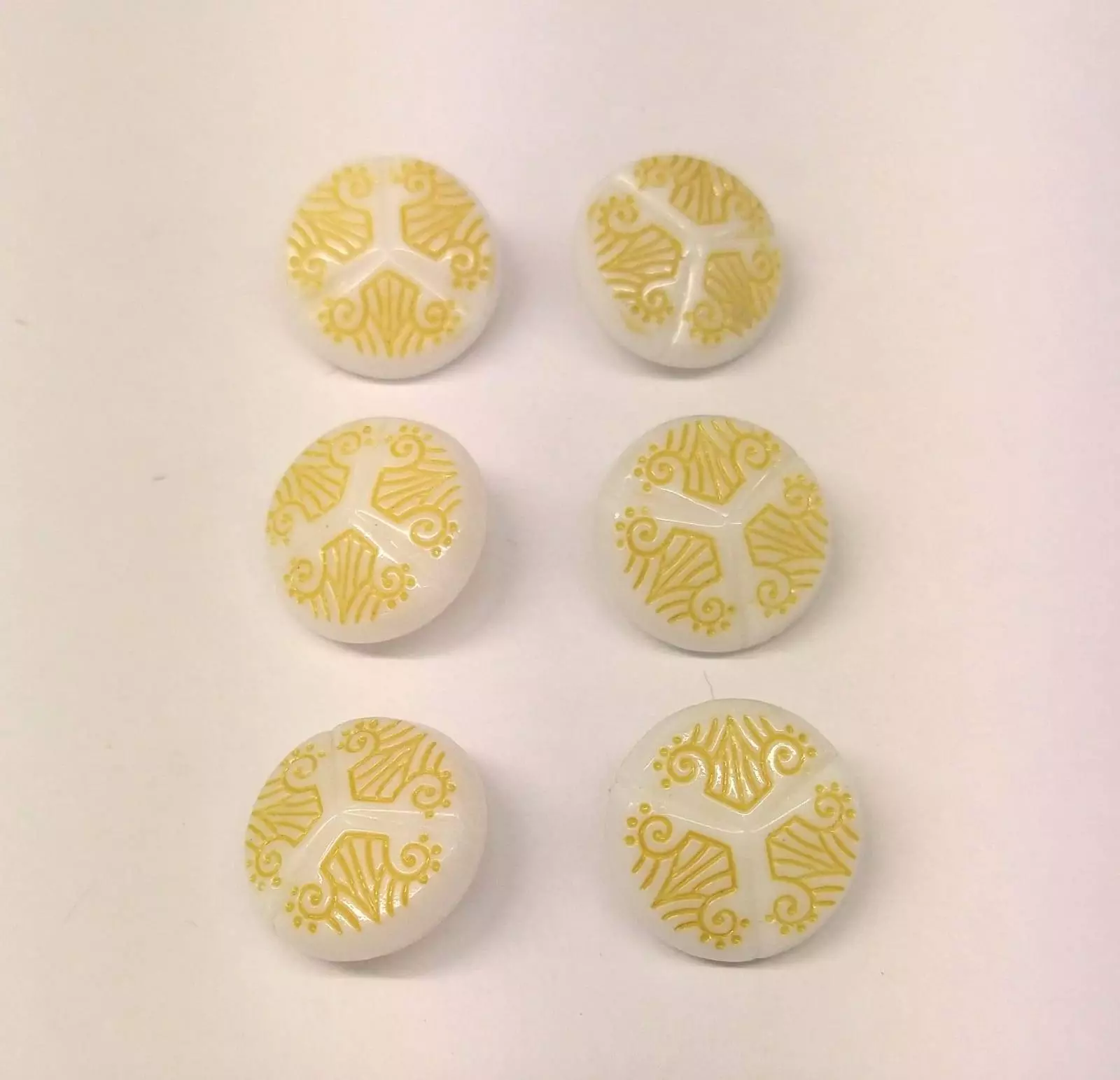 Vintage Glass Buttons - Deco Lines - Various Colours - 18mm - Set of Six - Image 2