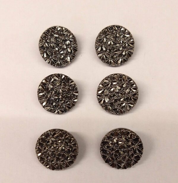 Vintage Glass Buttons - Flower Crystals - metallic - 18mm - Set of Six