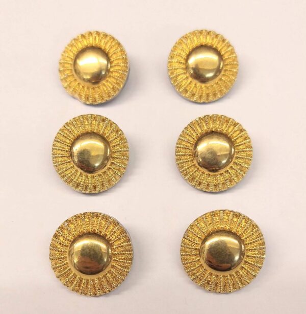 Vintage Glass Buttons - Sun - Bright Gold - 16mm & 18mm - Set of Six