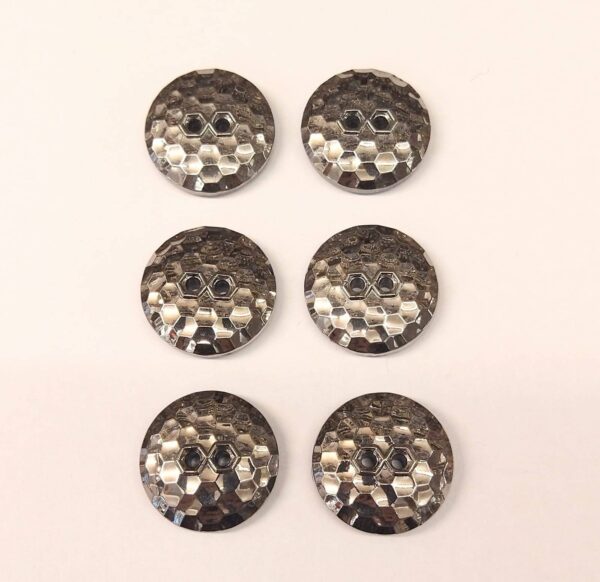 Vintage Glass Buttons - Hexagons - 2 Hole - Metallic Gold or Silver - 27mm, 22mm &17mm - Image 4