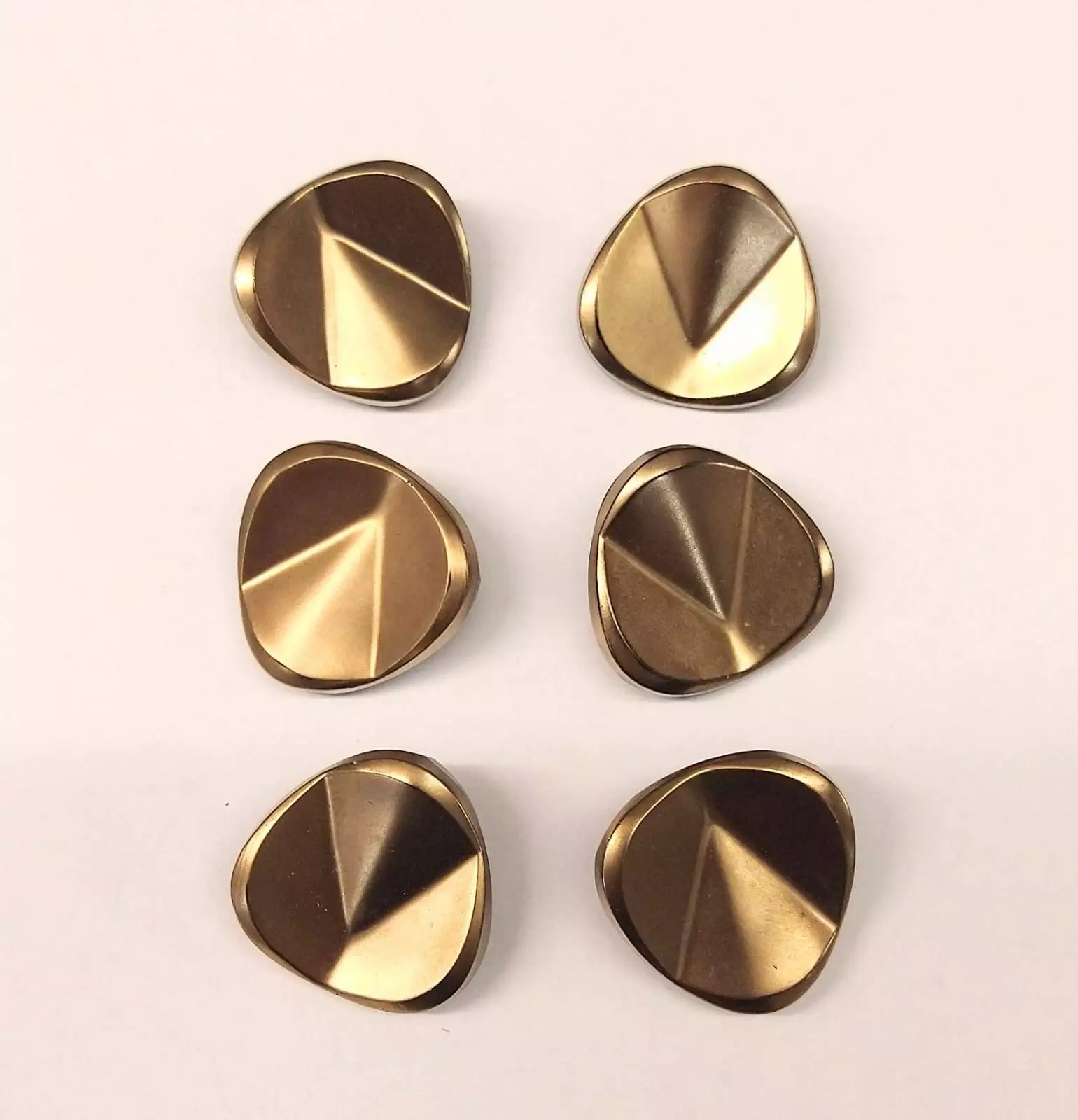 Vintage Glass Buttons - Inverted Pyramid - Matt Gold - 22mm - Set of Six