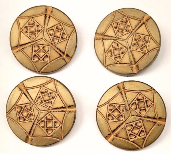 Vintage Glass Buttons - Mosaic - Matt Gold - 26mm - Set of Four