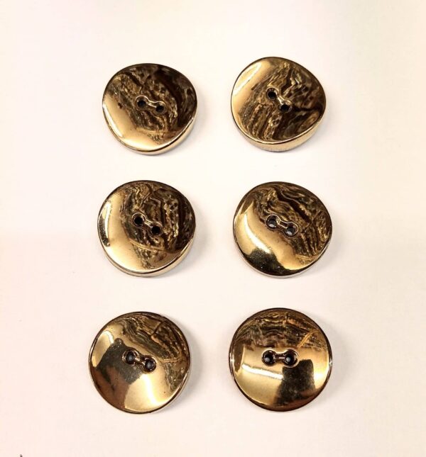 Vintage Glass Buttons - Rippled Gold 2 Hole - 13mm, 18mm & 22mm - Sets of Six