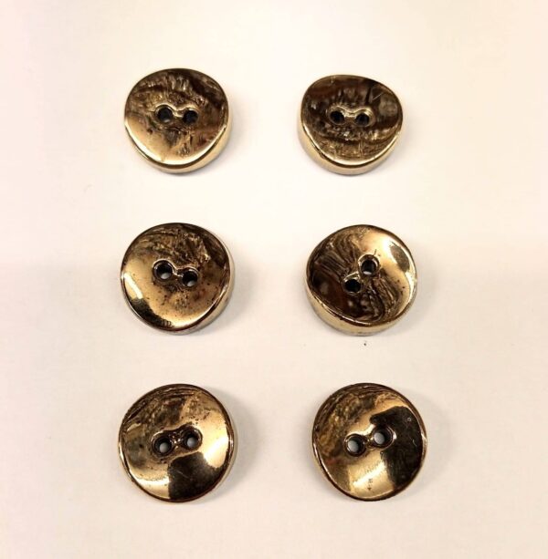 Vintage Glass Buttons - Rippled Gold 2 Hole - 13mm, 18mm & 22mm - Sets of Six - Image 3