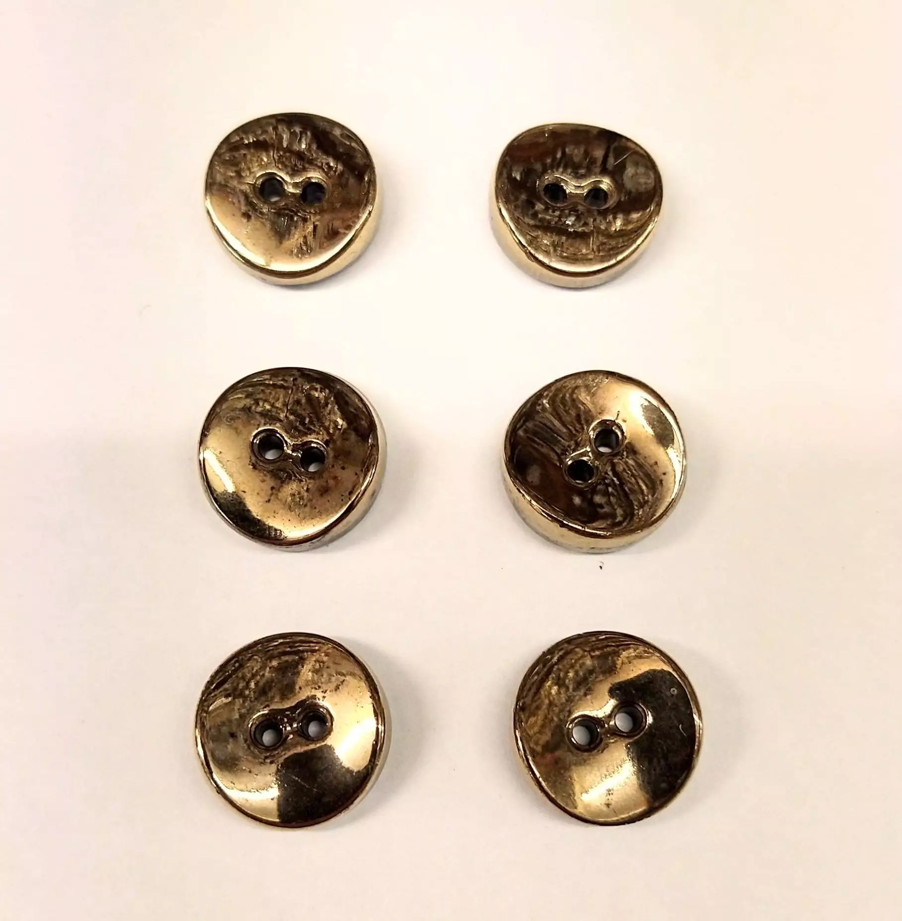 Vintage Glass Buttons - Rippled Gold 2 Hole - 13mm, 18mm & 22mm - Sets of Six - Image 3