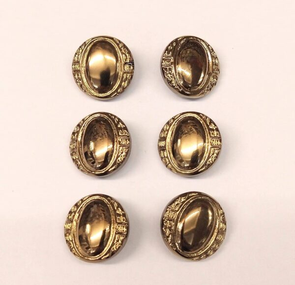 Vintage Glass Buttons - Signet - Gold - 18mm - Set of Six