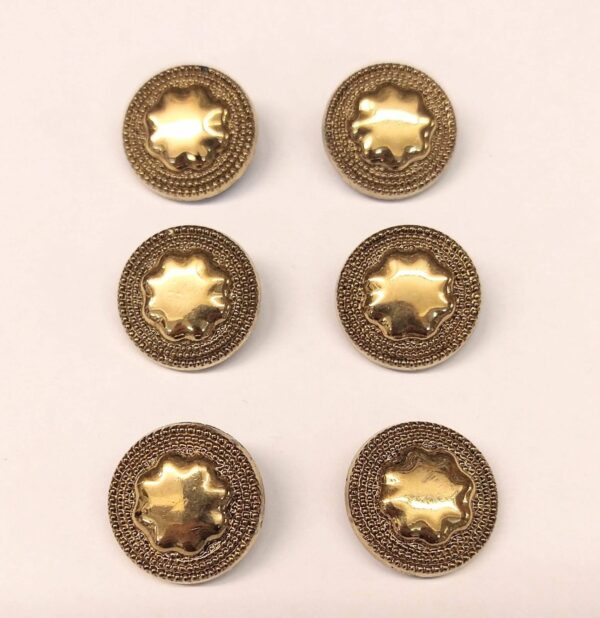 Vintage Glass Buttons - Star - Shiny Gold - 18mm - Set of Six