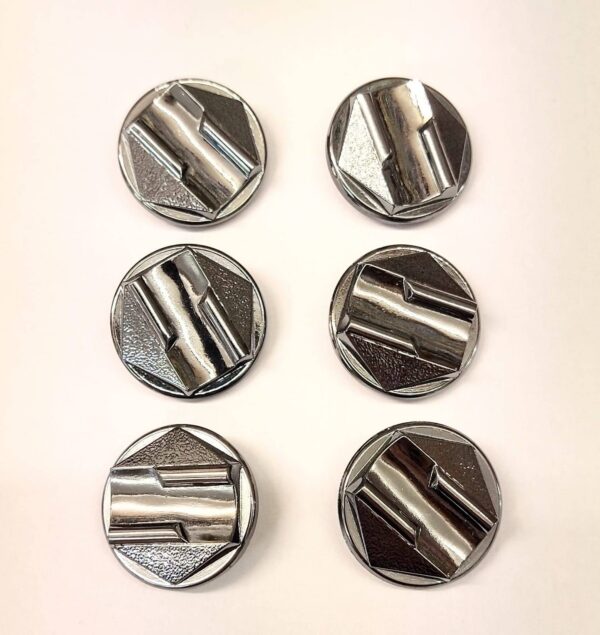 Vintage Glass Buttons - Strata - Metallic Chrome - 23mm - Set of Six