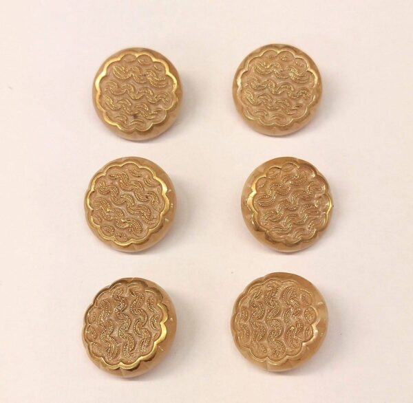 Vintage Glass Buttons - Wave - Various Colours with Gold Detail - 18mm - Set of Six - Image 4