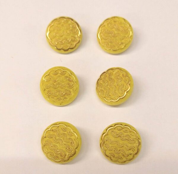 Vintage Glass Buttons - Wave - Various Colours with Gold Detail - 18mm - Set of Six - Image 3