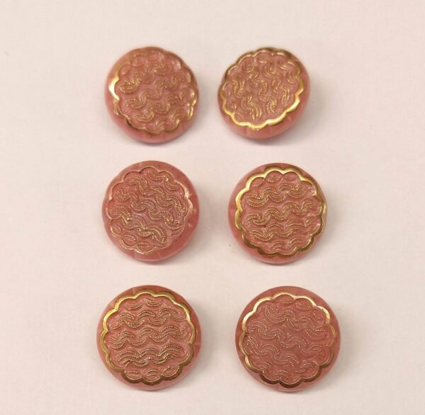 Vintage Glass Buttons - Wave - Various Colours with Gold Detail - 18mm - Set of Six - Image 2