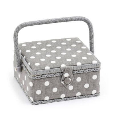 Square Grey Polka Dot Sewing Box