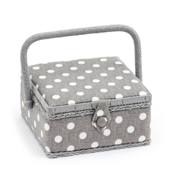 Square Grey Polka Dot Sewing Box