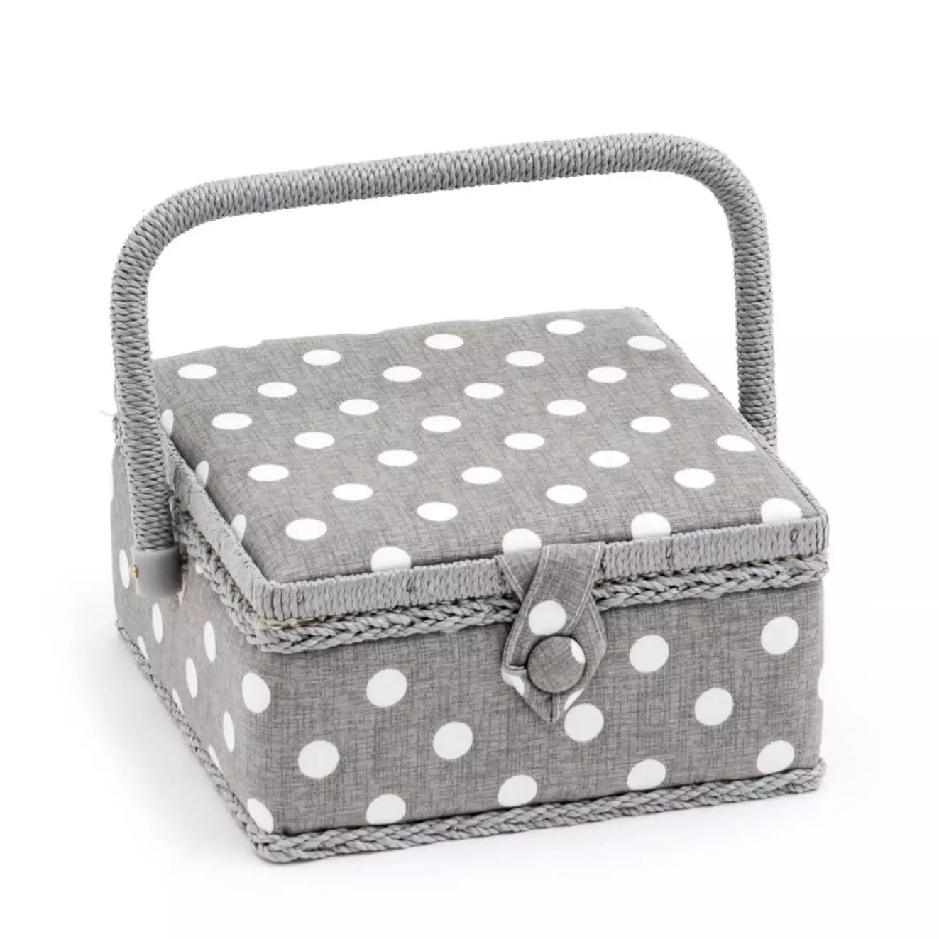 Square Grey Polka Dot Sewing Box