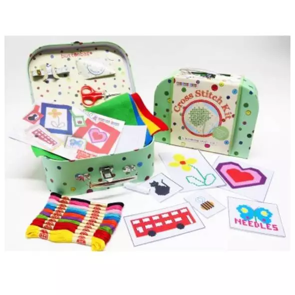 Children's Cross-Stitch Kit (Age 8+) - Buttonbag Suitcase - Image 2