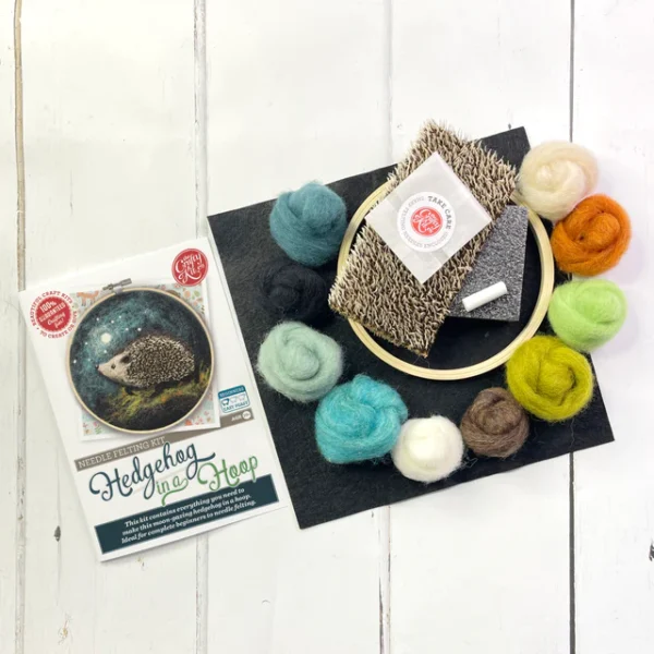 Crafty Kit Company - Hedgehog in a Hoop - Needle Felting Kit - Image 2