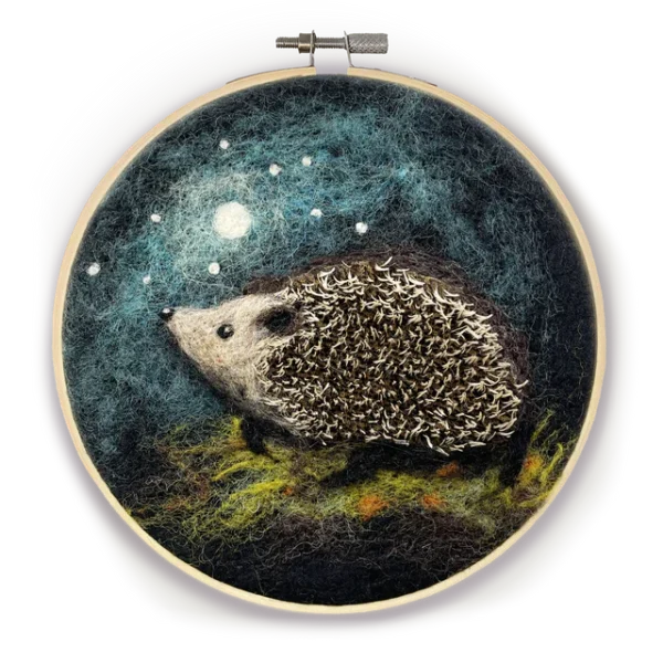 Crafty Kit Company - Hedgehog in a Hoop - Needle Felting Kit