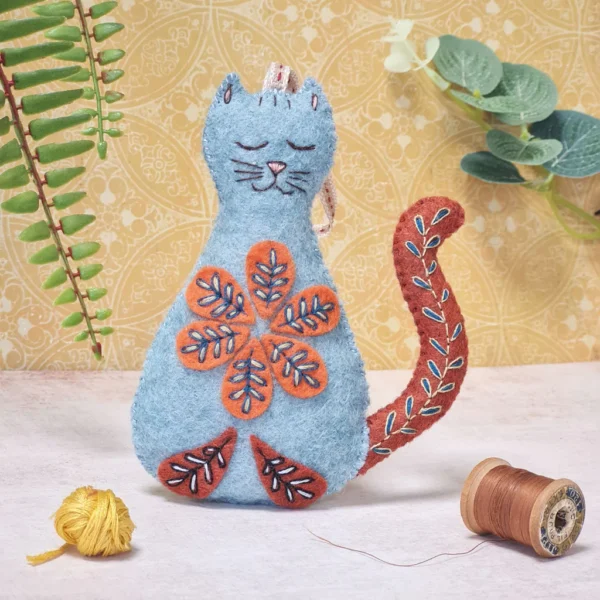 Folk Embroidered Cat - Corinne Lapierre