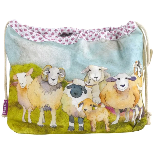 Felted Sheep - Drawstring Project Bag - Emma Ball