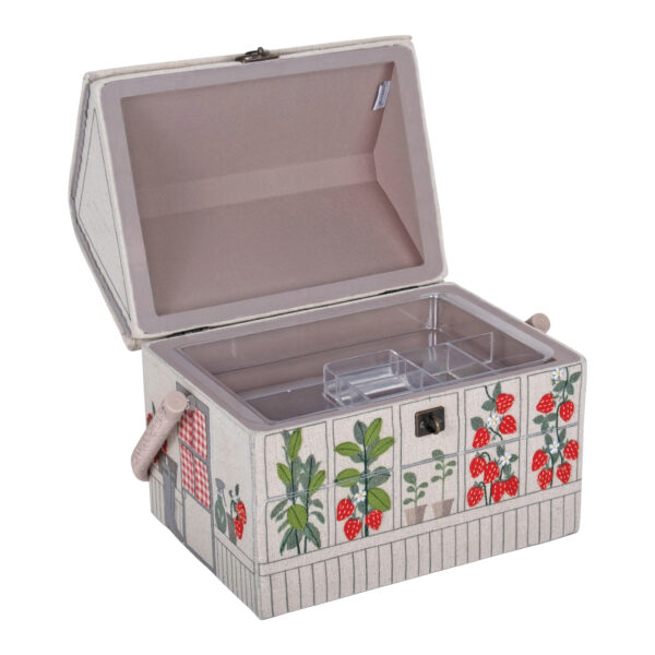 Embroidered Strawberry- Appliqué Greenhouse - Extra Large Sewing Box - Image 2
