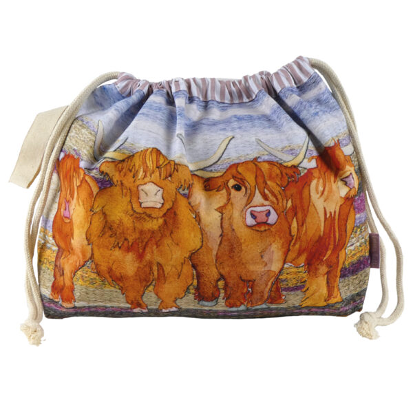 Highland Cows - Drawstring Project Bag - Emma Ball