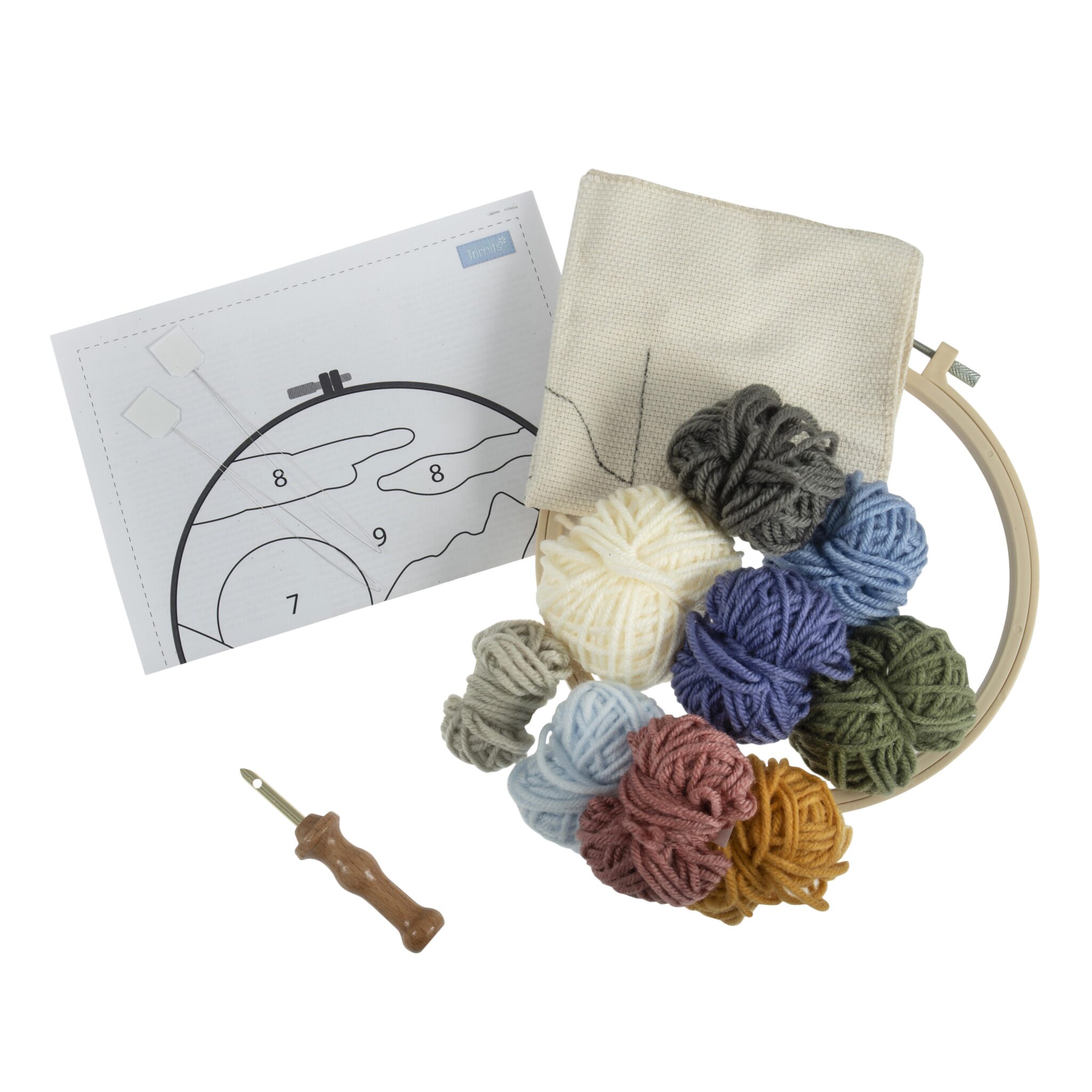 Punch Needle Kit Wool Landscape Duttons for Buttons