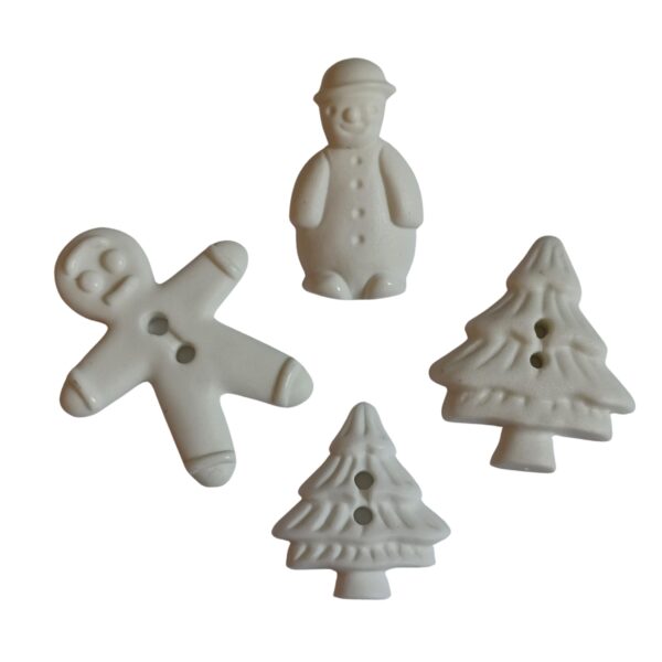 Christmas Novelty Buttons- Trees, Snowmen and Gingerbread People