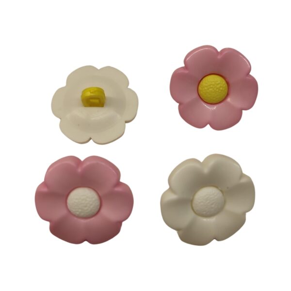 Pink and White Daisy Buttons– 18mm