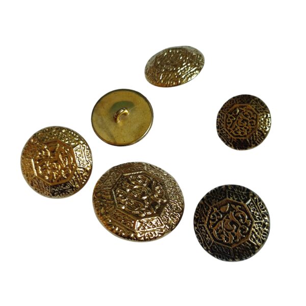 Octagon Design Metallic Buttons – Gold & Old Gold - Various Sizes